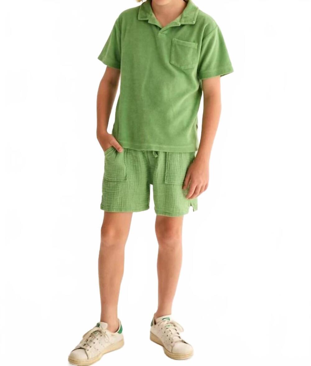 NEW MY LITTLE COZMO boys soft terry cloth t-shirt in green